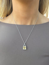 Load image into Gallery viewer, Citrine and Diamond Pendant on White Gold Chain - 14K