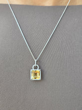 Load image into Gallery viewer, Citrine and Diamond Pendant on White Gold Chain - 14K