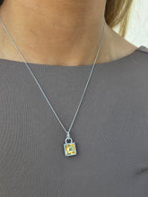 Load image into Gallery viewer, Citrine and Diamond Pendant on White Gold Chain - 14K