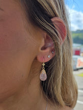 Load image into Gallery viewer, Rose Quartz Briolette Earrings - 14K Gold