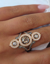Load image into Gallery viewer, Le Vian Chocolatier® Ring featuring 1 1/2 cts. Chocolate Diamonds®, 3/8 cts. Vanilla Diamonds® set in 14K Strawberry Gold®