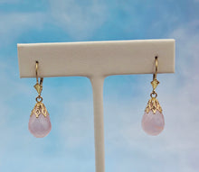Load image into Gallery viewer, Rose Quartz Briolette Earrings - 14K Gold