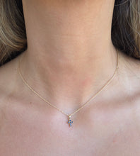 Load image into Gallery viewer, Sapphire Cross Necklace - 14K Gold