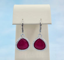 Load image into Gallery viewer, Cranberry Crush Teardrop Gemstone Leverback Earrings