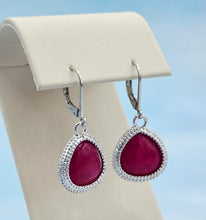 Load image into Gallery viewer, Cranberry Crush Teardrop Gemstone Leverback Earrings