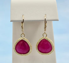 Load image into Gallery viewer, Cranberry Crush Teardrop Gemstone Leverback Earrings