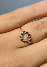 Load image into Gallery viewer, Sapphire and Diamond Heart Ring - 14K Gold Estate