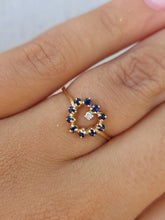 Load image into Gallery viewer, Sapphire and Diamond Heart Ring - 14K Gold Estate