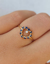 Load image into Gallery viewer, Sapphire and Diamond Heart Ring - 14K Gold Estate
