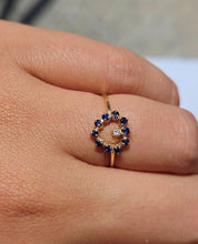 Load image into Gallery viewer, Sapphire and Diamond Heart Ring - 14K Gold Estate