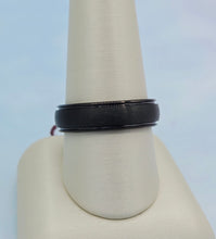 Load image into Gallery viewer, Men's Black Tungsten Etched Stripe Band Ring