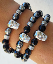 Load image into Gallery viewer, "Skull-y" Silver &amp; Black Agate Skull - Marie’s Exclusive TJazelle Bracelet