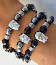Load image into Gallery viewer, "Skull-y" Silver &amp; Black Agate Skull - Marie’s Exclusive TJazelle Bracelet