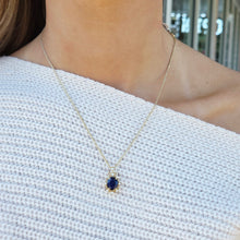 Load image into Gallery viewer, Sapphire and Diamond Vintage Style Pendant &amp; Chain - 14K Yellow Gold