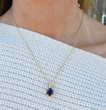 Load image into Gallery viewer, Sapphire and Diamond Vintage Style Pendant &amp; Chain - 14K Yellow Gold