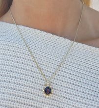Load image into Gallery viewer, Sapphire and Diamond Vintage Style Pendant &amp; Chain - 14K Yellow Gold