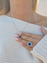 Load image into Gallery viewer, Sapphire and Diamond Vintage Style Pendant &amp; Chain - 14K Yellow Gold