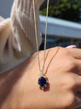Load image into Gallery viewer, Sapphire and Diamond Vintage Style Pendant &amp; Chain - 14K Yellow Gold