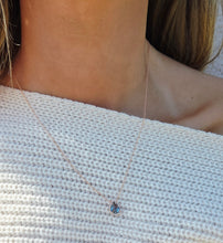 Load image into Gallery viewer, London Blue Topaz Diamond Pear Shaped Necklace - 14K Rose Gold