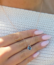 Load image into Gallery viewer, London Blue Topaz Diamond Pear Shaped Necklace - 14K Rose Gold