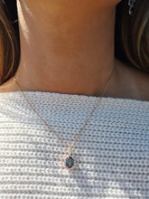 Load image into Gallery viewer, Oval Mystic Topaz Diamond Necklace -14K Rose Gold