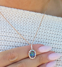 Load image into Gallery viewer, Oval Mystic Topaz Diamond Necklace -14K Rose Gold