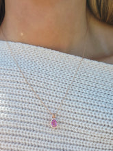 Load image into Gallery viewer, Pink Topaz and Diamond Necklace with Adjustable Chain - 14K Rose Gold