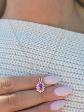 Load image into Gallery viewer, Pink Topaz and Diamond Necklace with Adjustable Chain - 14K Rose Gold
