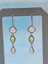 Load image into Gallery viewer, Rose Quartz &amp; Citrine 3 Stone Dangle Earrings *Limited Edition*