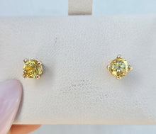 Load image into Gallery viewer, Yellow CZ Stud Earrings - 14K Yellow Gold