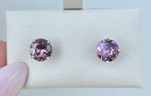Load image into Gallery viewer, Pink Cognac Zircon Stud Earrings - 14K White Gold