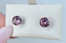 Load image into Gallery viewer, Pink Cognac Zircon Stud Earrings - 14K White Gold