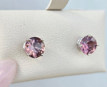 Load image into Gallery viewer, Pink Cognac Zircon Stud Earrings - 14K White Gold