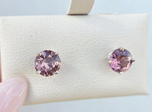 Load image into Gallery viewer, Pink Cognac Zircon Stud Earrings - 14K White Gold