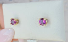 Load image into Gallery viewer, Pink Topaz Stud Earrings - 14K Yellow Gold