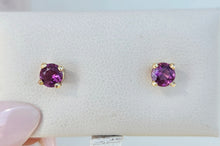 Load image into Gallery viewer, Pink Topaz Stud Earrings - 14K Yellow Gold