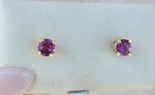 Load image into Gallery viewer, Pink Topaz Stud Earrings - 14K Yellow Gold