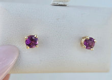 Load image into Gallery viewer, Pink Topaz Stud Earrings - 14K Yellow Gold
