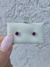 Load image into Gallery viewer, Amethyst Stud Earrings - 14K Rose Gold