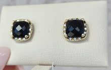 Load image into Gallery viewer, Onyx &amp; Diamond Stud Earring - 14K Yellow Gold