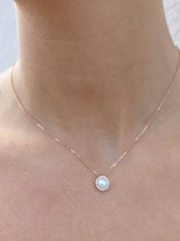 Load image into Gallery viewer, Pearl &amp; Diamond Halo Necklace - 14K Rose Gold