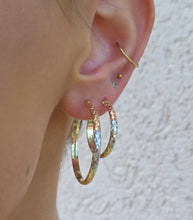 Load image into Gallery viewer, Tri Color Hoop Earrings - 14K Gold