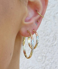 Load image into Gallery viewer, Tri Color Hoop Earrings - 14K Gold