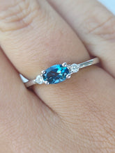 Load image into Gallery viewer, East to West London Blue Topaz and Diamond Ring - 14K White Gold