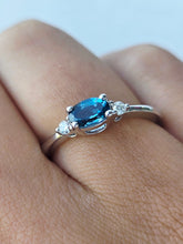 Load image into Gallery viewer, East to West London Blue Topaz and Diamond Ring - 14K White Gold