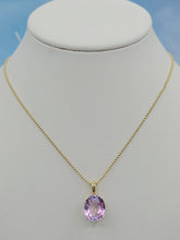 Load image into Gallery viewer, 14K Gold Pink Topaz Solitaire Necklace and Chain