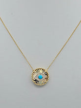 Load image into Gallery viewer, Eye/Hamsa Reversible Turquoise Necklace - 18K Yellow Gold