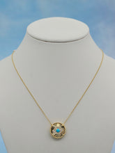Load image into Gallery viewer, Eye/Hamsa Reversible Turquoise Necklace - 18K Yellow Gold