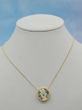 Load image into Gallery viewer, Eye/Hamsa Reversible Turquoise Necklace - 18K Yellow Gold