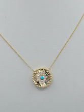 Load image into Gallery viewer, Eye/Hamsa Reversible Turquoise Necklace - 18K Yellow Gold